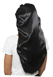 Braid Bonnet for Sleeping, Wide Elastic Band Satin Hair Wrap Black Extra Long