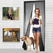 Magnetic Screen Door 2017 Mesh Screen Door with Magnets Fly Mosquitos Bug Insect Screen for Sliding Glass Door French Door Patio Door Full Frame Hook & Loop Hands Free Pet Friendly (36x82)