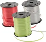 HAMPPLIES 3 Rolls DIY Balloon Ribbon Decorative Craft Packaging Ribbons for Wedding Party Supplies and Flower Wrapping Lightweight and Easy to Cut Red Silver Green