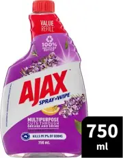 Ajax Spray n' Wipe Multi-Purpose Cleaner Refill, Value Pack 750mL, Lavender and