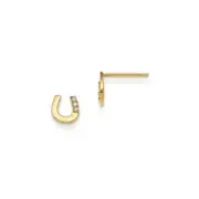 Madi K Kid's Earrings 14k Cubic Zirconia Children's Horseshoe Post