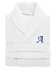 Linum Home Textiles Unisex Herringbone Weave Bathrobe (Monogram, A-Z) y White