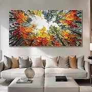 Handmade Oil Painting Canvas Wall Art Decoration Modern Abstract Thick Knife Towering Tree for Living Room Home Decor Stretched Frame Hanging Painting/Rolled