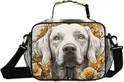 Insulated Lunch Box Labrador Flower Cute Gold for Women Men - Ideal for Work, Picnics - Includes Adjustable Shoulder Strap