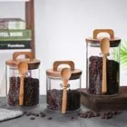 Wood Lid Sealed jar Glass Food Container for Tea Coffee Beans
