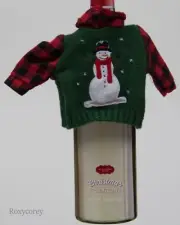 Christmas St Nicholas Square Sweater with Snowman Wine Bottle Dressing Cover NWT