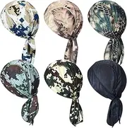 [Boao] 6 Pcs Skull Do Rags Sweat Wicking Beanie Cooling Hard Hat Accessories Camo Pattern Scrub Caps Men Hard Hat Liners