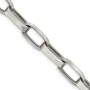 22 Inch Sterling Silver Antiqued 8mm Elongated Open Link Chain