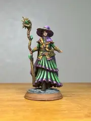 Painted Miniature Wizard Witch, Painted D&D Miniature Pro Painted DND Pathfinder