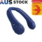 4000mAh Summer Air Cooler Outdoor Travel Leafless Hanging Neck Fan (Blue)