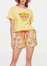 NEW PETER ALEXANDER LITTLE MISS SUNSHINE TOP & SHORTS PJ SET 3+ 24-26 RRP$139.90