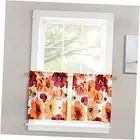 Leah Light Filtering Window Curtain Kitchen Tiers, Pair, 24" W x 29" L, Red &