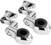 1.25" Footpegs Mount Kit, 1.25" Bar Mount Kit, Adjustable Highway Foot Pegs for 32mm Engine Guard Accessory, Silver