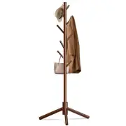 Wooden Tree Coat Rack Stand with 6 Hooks - Easy Assembly No Tools Free Standing