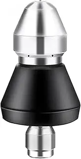 Pressure Washer Sewer Jetter Nozzle, Stainl Steel Sewer Jet Nozzle, 1 Front Jet and 3 Rear Pressure Drain Jetter Hose Nozzle with 1/4'' Quick Black and Silver Front Jet and 3 Rear Jets