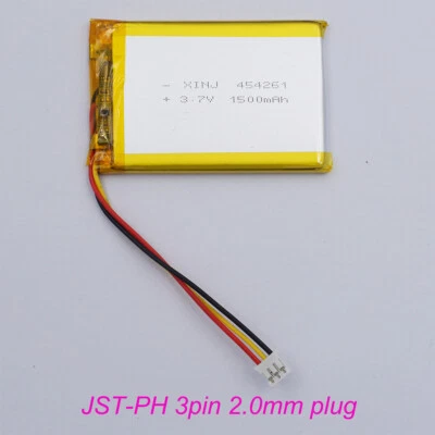 3.7V 1500mah Rechargeable Li Battery 454261 Lipo Thermistor 3pin JST 2.0 plug