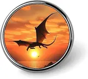[FZMVSQH] Sea Sunset Flying Dragon Printed Round Button Pin Badges Metal Pinback Buttons 1 Inch Pins for Hat Shirt Clothing Bags Decoration, Circular, Aluminum, Circular, Aluminum