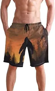 [XYMZR] Sasquatch Sunset Black Tree Men's Swim Trunks Quick-Dry Bathing Suit Swimming Board Shorts S
