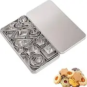 30 Pcs Mini Stainless Steel Cookie Cutters Set and 3Pcs Silicone Spatula Set Geometric Shapes Biscuit Cutters for Baking Perfect for Dough, Pie Crust, Fondant & Fruit Decorations
