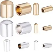 CREATCABIN 60pcs 6 Styles Cord End 24K Plated Brass End Caps Column Cord Caps Terminators Fasteners End Tip Bead Caps for Necklaces Bracelets Jewelry Making 2mm 2.5mm 4mm-Silver Gold