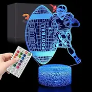 cremtivewmo Glow Football Lamp, 3D Rugby Room Decor Night Light, 16 Colors and 4 Flashing Modes & Touch Switch and Remote Control, Birthday, Christmas, Thanksgiving, Holiday Football Gifts (Rugby 2)