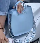 Women's Handbag GENUINE Leather Light Sky Blue Purse Shoulder Tote Bag