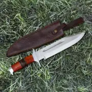Handmade Bowie Knife 15" Clip Point Blade with Leather Sheath Gift for Him