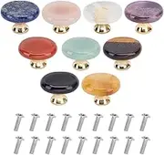 GORGECRAFT 10 Colors Natural Drawer Knobs Gemstone Handmade Crystal Stone Cabinet Knobs Oval Pulls Handle Iron Screws for Wardrobe Kitchen Furniture Hardware Cupboard Dresser Door Jewelry Box Decor