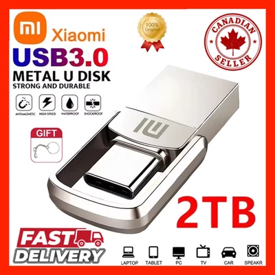 2TB 1TB USB 3.0 Metal Flash Drive High Speed U Disk Type-C Phone Computer Laptop
