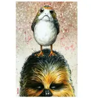 Star Wars: The Last Jedi Chewbacca Porg Lithograph Art Print 16x24 Mondo NEW