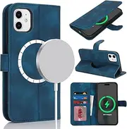 for iPhone 11 Case Magsafe Charge Wallet Magnetic Leather Cover Bag with Card Holders SunYoo Case Women Men Pour Femmes Homme Portefeuille 騁ui Coque Porte Feuille for iPhone11 Soft-Blue