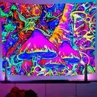 NEW AU Glow In The Dark Colorful Bohemian Neon Tapestries Bedroom Blanket Trippy