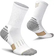 [Amutost] White Crew Socks Women 3-Pairs,Athletic Hiking Running Ankle Socks Support Cushioned Crew Socks