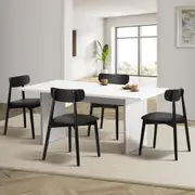 Oikiture 1.8m Dining Table and Chairs Wooden Furniture Set of 5 Kitchen Resturante Black