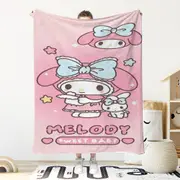 My Melody Printed thickened double-sided velvet blanket, comfortable and soft for sofa, thick winter blanket for bedroom, living room
