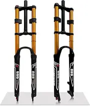 26 27.5 29 Inch Mountain Bike Air Suspension Fork Rebound Adjustment 145mm Travel QR 9x100mm 1-1/8 Straight Steerer Ultralight Downhill Double Shoulder Front Fork for XC/AM/DH MTB(Gold,26'')