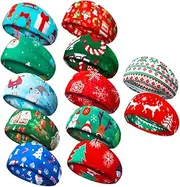 Milisten 12pcs Christmas Sports Headband Elastic Sports Headband Christmas Style Headbands Christmas Theme Headband Cosmetic Headband Party Hair Accessories Fitness Headband Polyester