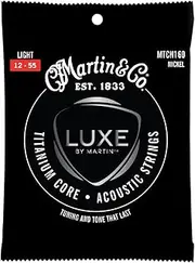 Martin Guitar Titanium Core Strings, Light-Tension Nickel Acoustic Guitar Strings