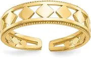 [Generic] 14ct Yellow Gold Solid Textured Polished Diamond Shapes Toe Ring Jewelry Gifts for Women