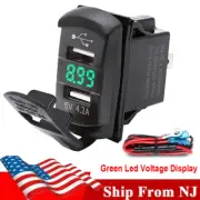 Dual USB 5V 4.2A Car Charger Socket Green Led Light Voltage Display Waterprooff (for: Volvo)
