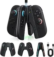 Charging Grip for Switch 2 Controller, 4 in 1 Detachable Charging Dock Compatible with Nintendo Switch 2, Controller Charger Accessories with LED Indicator Light and USB Cable, Play While Charging