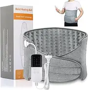 Heating Pad for Back Pain Relief Period Cramp, Koreal 30cm x 60cm Heated Pad with 60cm Waist Belt, 10 Heat Levels 4 Time Setting Auto Shut Off, Electric Heating Pad for Shoulders Pain Relief, Grey