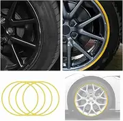 Universal Rim Protection (17-21 Inches) - 4-Piece Self-Adhesive Wheel Edge Protection Device for Yellow Tire Protection Ring Decoration for Automobiles, SUVs and Trucks - Protective Wheel Edge Ring