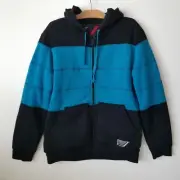 Alpinestars Mens L Marshell Zip Fleece Jacket Hooded Lined Sweatshirt Black Blue