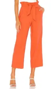 Alice + Olivia Farrel Paper Bag Orange Pleated Pants $295 Size 6 New Coral