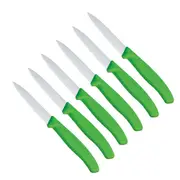 6x Victorinox 8cm Wavy Edge Pointed Tip Paring Knife Serrated Cheese/Bread Green