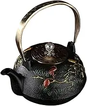 Mikinona Vintage Cast Iron Teapot with Infuser for Loose and Blooming Tea Ergonomic Design Iron Material Tea Lovers Capacity