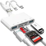 5-in-1 Memory Card Reader USB C/A OTG Adapter for iPhone iPad SD Micro SD MMC