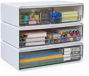 3PCS Desk Organiser Caddy, Stackable Office Drawer Organizers Plastic Desktop Storage Box for Stationery Supplies for Pencils Markers Erasers Pens Sticky Notes