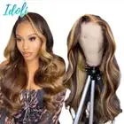BrazilianHumanHair With Baby Hair 4/27Highlight BodyWave Lace Frontal Wig T Part
